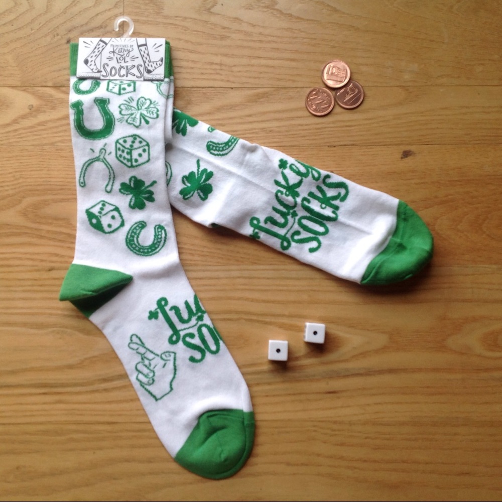 Lucky Socks Shamrock Unisex Gambling Crew NEW